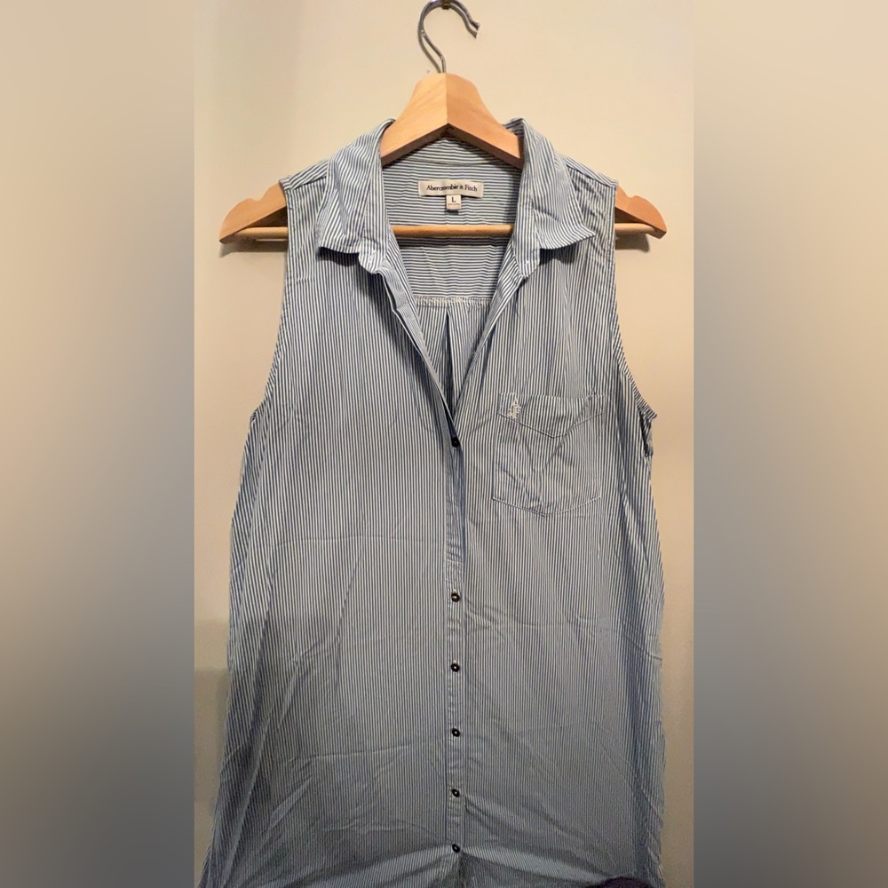 Abercrombie & Fitch, Blue pinstripe tank top, Large